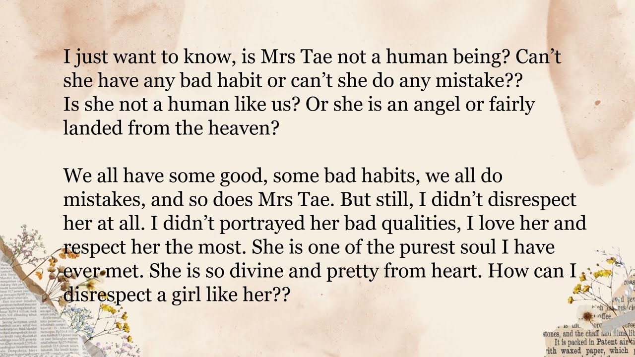 Very important discussion !!**Mrs Tae**!! I want to have a discussion with you guys!!