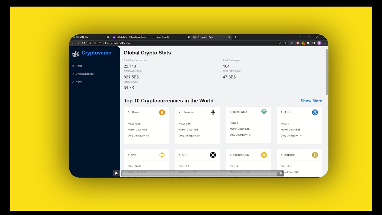 Cryptoverse | Developed using REACT JS and REDUX TOOLKIT - Avez Qureshi ...