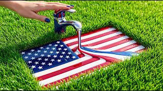 Hypnotic Flag Liquid Flow Part 5 🌍💧 AI ASMR | Satisfying Deep Fill & Calm Energy