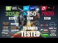 RTX 3050 8GB vs ARC A750 8GB vs RX 7600 8GB | R9 - 7950X3D | 1080p - 20 Games Tested