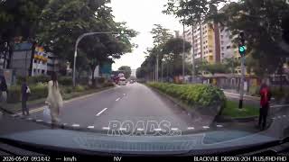 Entitled jaywalker didn't bother checking for cars and yet stared at cam car upon crossing the road