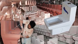 Amazing Ceramic Manufacturing full Process Of Bathroom Commode || Indian Modern Ceramic Seat Making