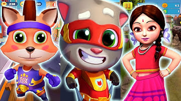 Talking Tom Hero Dash vs Cat Runner Decorate Home vs Little Radha Run New 2021 Gameplay