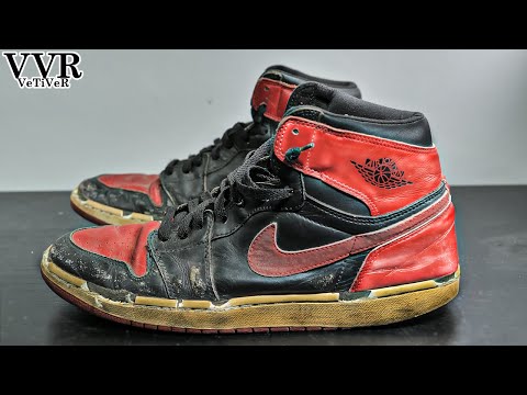 видео: 'NIKE' 'Air Jordan 1 Bred' OG - Make Swoosh, Sole Swap, Dye - VeTiVeR