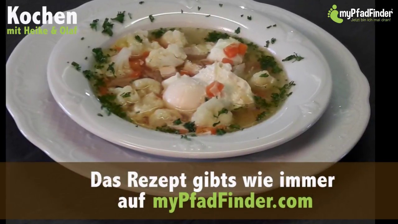 Hühnersuppe mit pochierten Eiern - YouTube