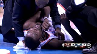 Kevin Durant Goes Down Hard - Heat @ Thunder 2/14/2013