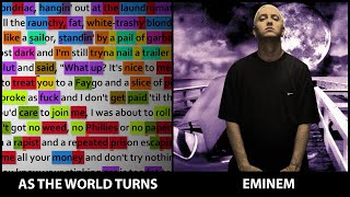 Eminem  As The World Turns rhyme Scheme Highlighted