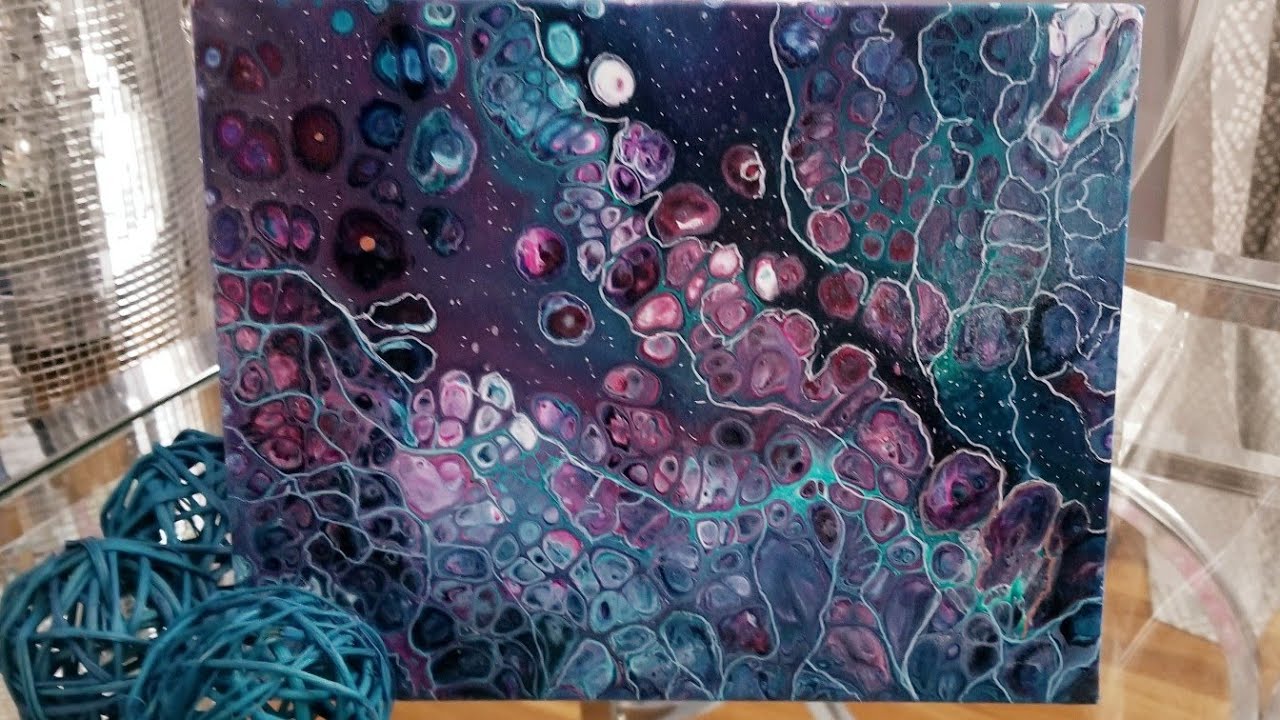 (10) Acrylic pour painting with cells, bright colors YouTube