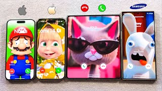 iPhone 15 Pro + 14 Pro vs Samsung Z Fold 5 + S24 Ultra Incoming Call at the Same Time