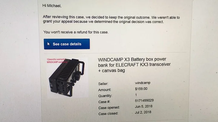 eBay Refund Scam - WINDCAMP X3 Battery box power bank for ELECRAFT KX3 JUNK