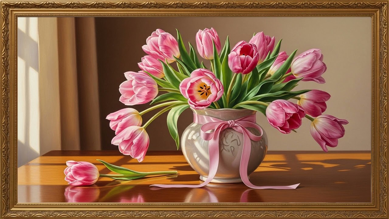 Romantic Floral Canvas in 4K | Peaceful Art Viewing