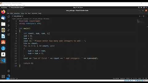 Sum of the first n odd numbers in C++