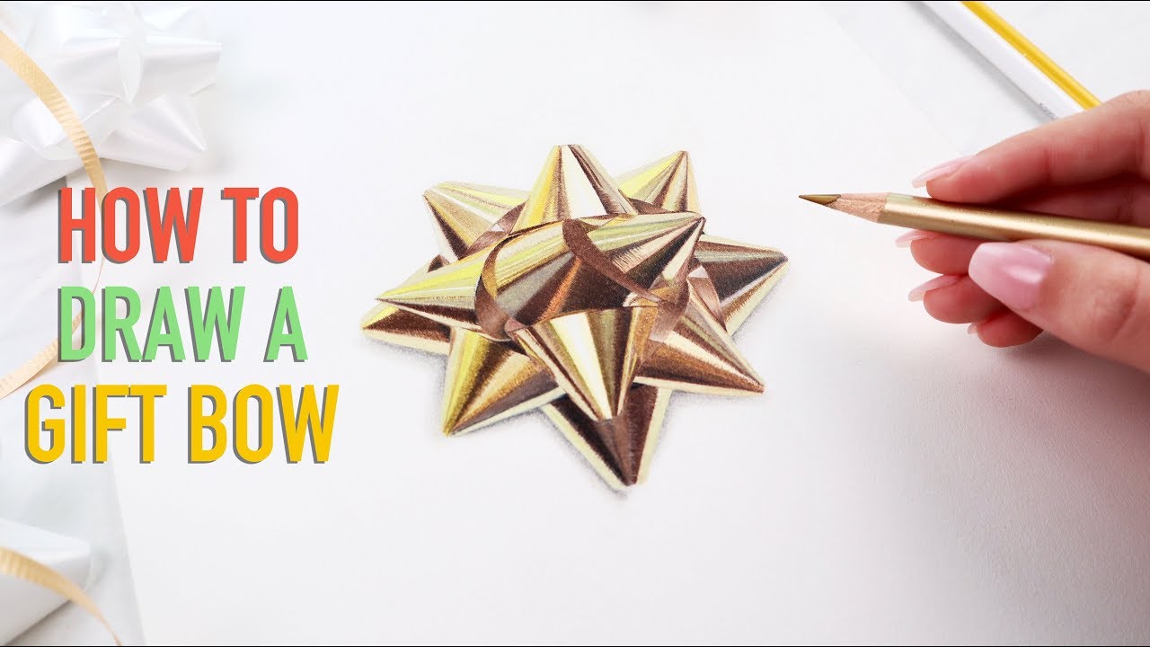 Drawing A Gift Bow Using Colored Pencils - Youtube