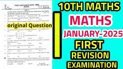 10th std Maths First Revision Test January-2025 original Model English Medium Question Paper