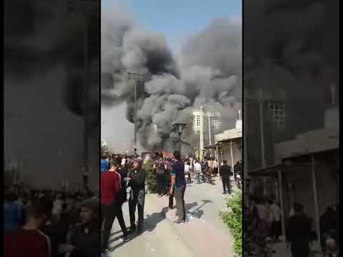 قیام 98 تصاویری رسیده از بهبهان ۲۵ آبان تیراندازی و درگیری و به آتش کشیدن بانک ملی