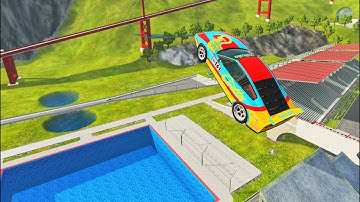 Cars Jumping in a Big Pool - BeamNG.Drive | Car Jump Arena | BeamNG Creation