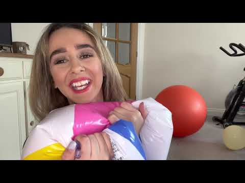 ASMR blowing up and deflating a beach ball sounds