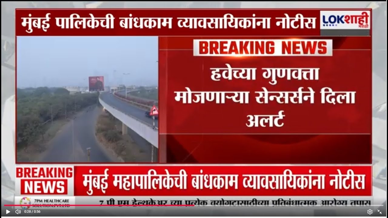 Mumbai Air Quality Index | मुंबईत हवेची गुणवत्ता मोजणाऱ्या सेन्सर्सने दिला अलर्ट | Lokshahi Marathi