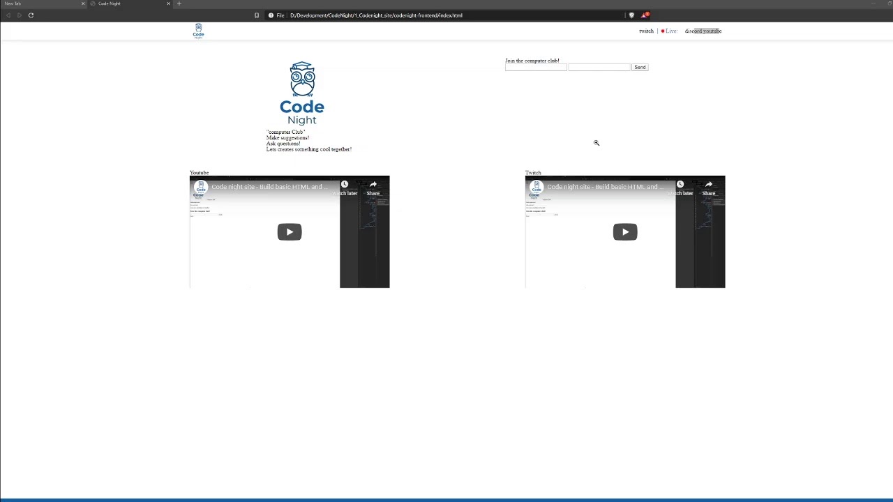 Code night site - Build basic HTML and CSS - YouTube
