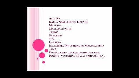 Condiciones de continuidad de una función vectorial de una variable real