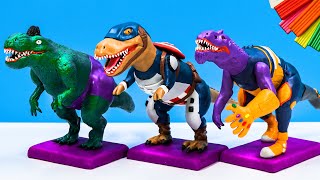 Dinosaur T - Rex mix Superheroes with Clay ? Hulk, Captain America, Thanos ? Polymer Clay Tutorial