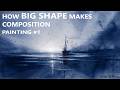 MONOCHROMATIC WATERCOLOR PAINTING with SCHMINCKE GRANULATING PAINT: How Big Shape Makes a Painting