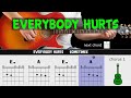 Everybody hurts  rem  guitar lesson  acoustic guitar with chords  lyrics