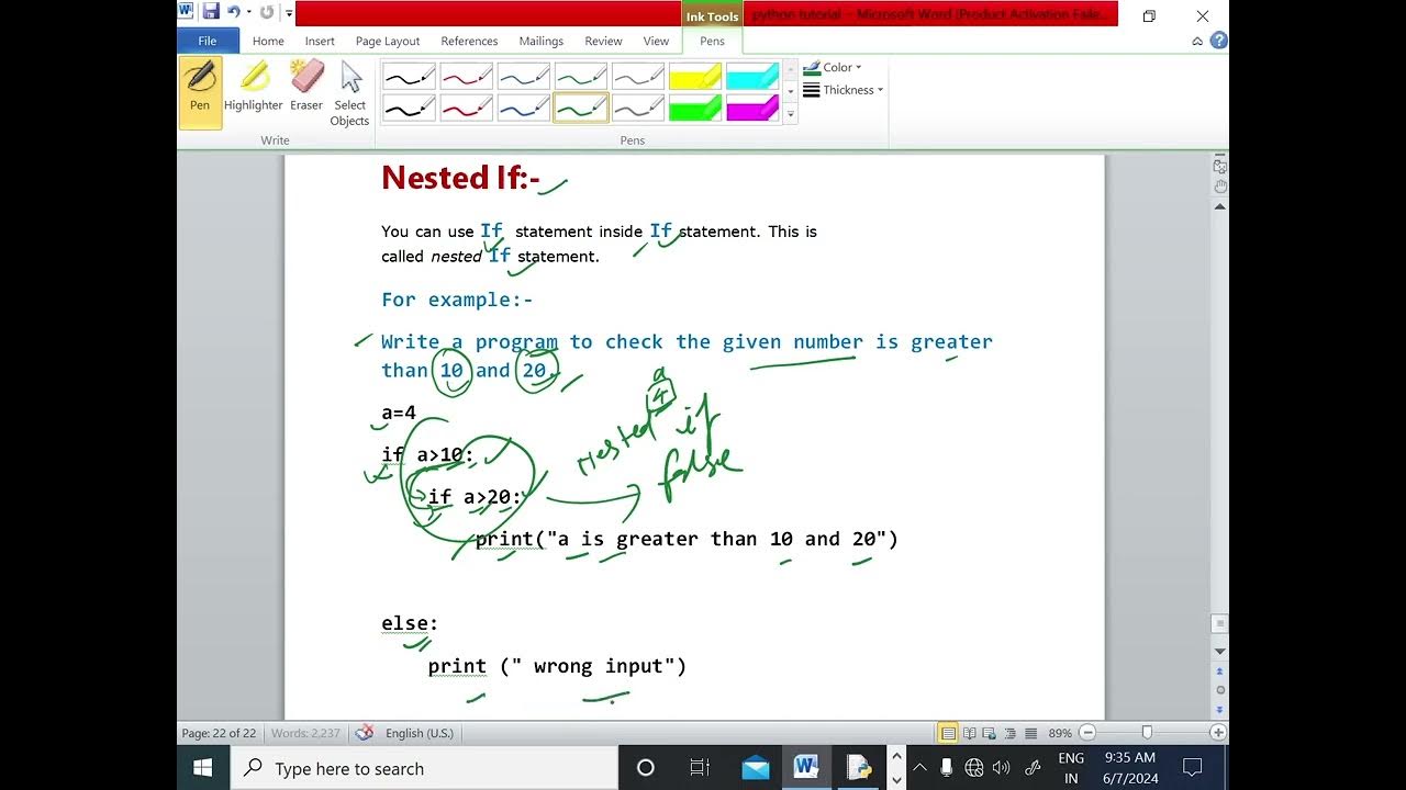 PYTHON TUTORIAL LECTURE - 22// NESTED IF EXPLANATION &CODEING IN PYTHON ... image.