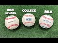 MLB Ball vs. NCAA Ball vs. HIGH SCHOOL Ball | Which baseball is hotter?