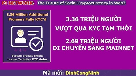 Pi Network: Có thêm 3.36 TRIỆU NGƯỜI vượt qua KYC dự kiến. Hơn 2.69 TRIỆU NGƯỜI chuyển sang Mainnet