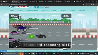86 WPM Touch typing game typerush