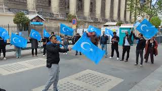 Uighurs and Tibetans living in France protested Chinese dictator Xi Jinping's visit to France