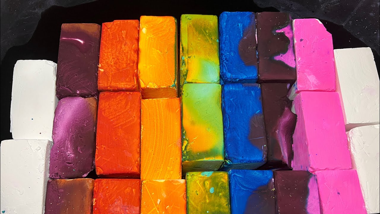 25 Rainbow blocks of Gholibn Gym Chalk Crumble | Satisfying ASMR | Sleep Aid