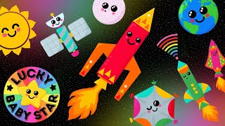 Rainbow Rockets Baby Sensory Space Video!🌟 Crater Moon & Space Station Adventure!