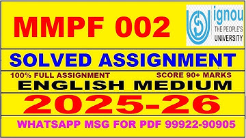 MMPF 002 solved assignment 2025-26 in English || mmpf 002 solved assignment 2026 || mmpf2 2025-26