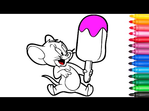 Видео: Tom and Jerry .How to draw Jerry. Coloring for kids .Том и Джерри раскраски для детей .