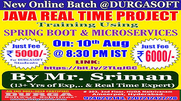 JAVA REAL TIME PROJECT Online Training @ DURGASOFT