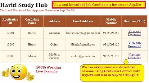 View and Download Uploaded Resume PDF in Asp.Net C# | Hindi | Free Online Classes | Job Application