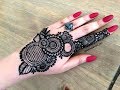 How to apply Beautiful gulf arabic khaleeji flower easy henna mehndi design for hands for eid 2018