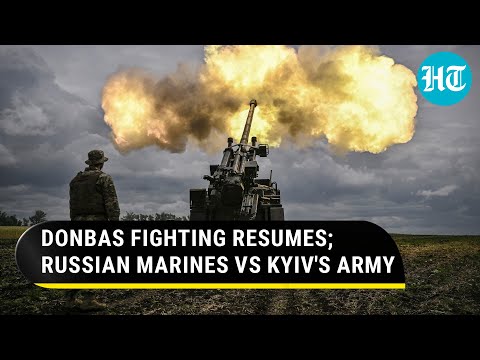 Russian marines in a fierce shootout with Ukrainian troops in a Donetsk town | Watch