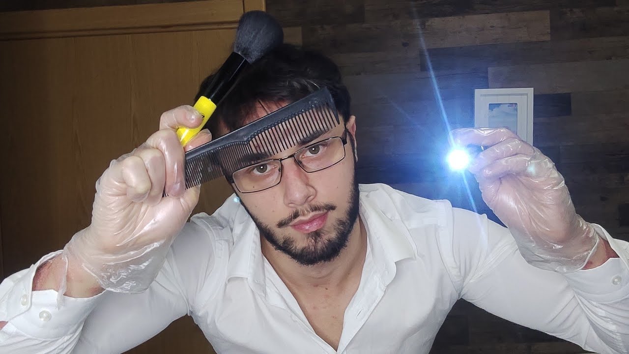 ASMR-ролевая игра: осмотр кожи головы при зуде (массаж, расчесывание, чистка щеткой)