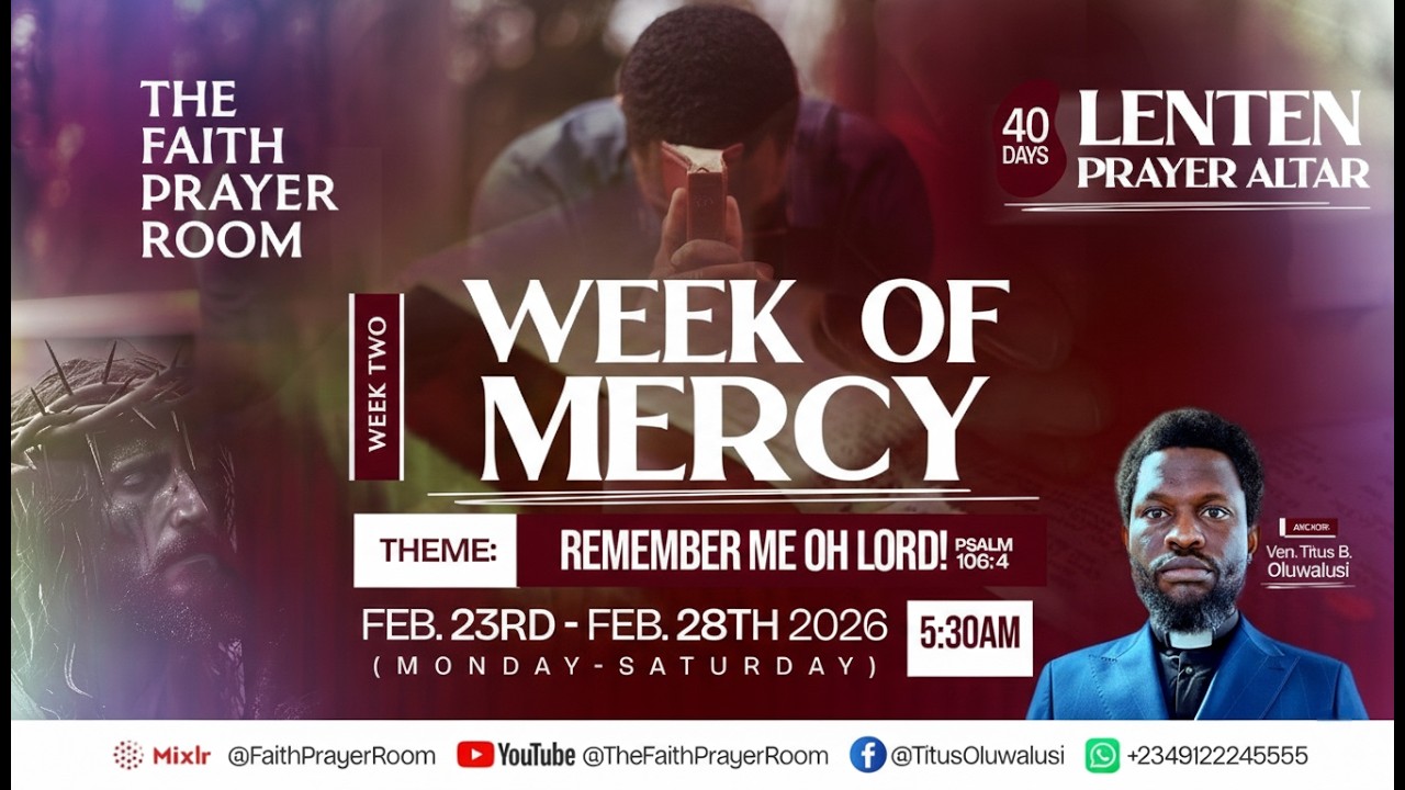 LENTEN PRAYER ALTAR 2026- (WEEK OF MERCY) - DAY 5 OF 40 - YouTube