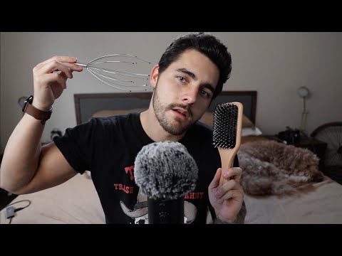 ASMR Hair Play Massage + Ramble | Male Soft Speaking & Whispering
