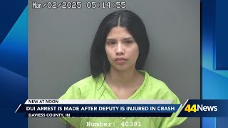 Woman charged with DUI after Daviess County, Indiana deputy injured in crash