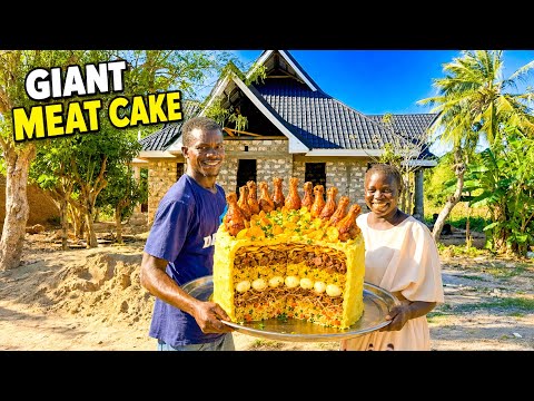 We Cooked a GIANT MEAT CAKE While Building our Dream Home! 🍖🏠