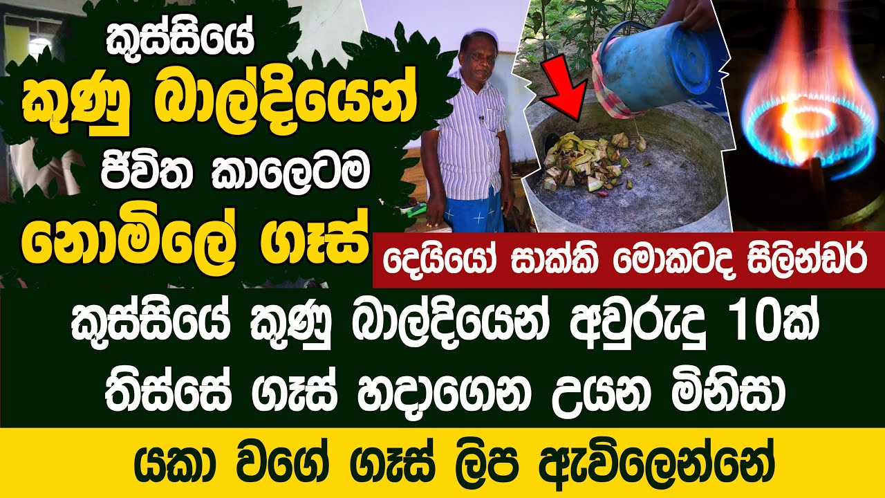 ගෑස් නැතුව ගෑස් ලිප පත්තු කරමු - සිලින්ඩර් වීසි කරමු | Home Made Biogas Unit