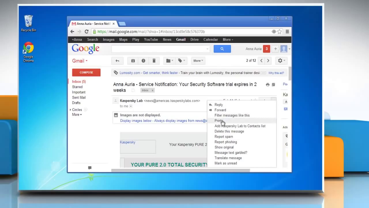 How To Print Email Messages In Gmail® Youtube