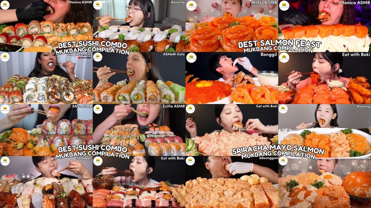 ASMR | 2 HOUR ULTIMATE SALMON VS SUSHI MUKBANG COMPILATION |
