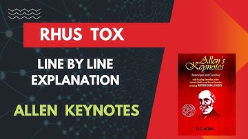 Rhus Tox|Allen Keynotes|Explained Line By Line|Materia Medica|Homoeopathy|Bhms
