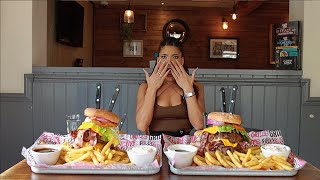 2 CHALLENGES IN ONE SITTING! O.G. DADDY DOUBLE DOUBLE BURGER STACK x2! & #storytime  @LeahShutkever